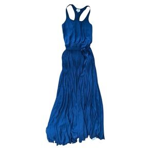 Parker Navy Blue Sleeveless Maxi Pleated Dress Womens Blue Evening Cocktail XS